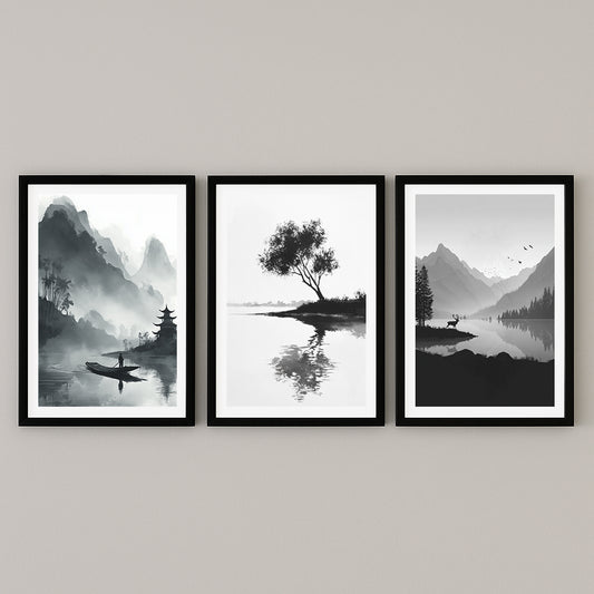 Slant Black Frame Triptych – Gallery Set