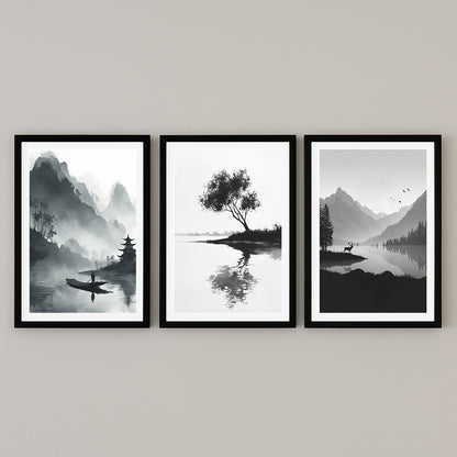 Slant Black Frame Triptych – Gallery Set